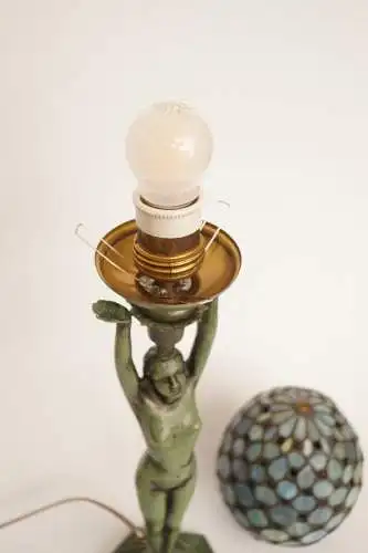 Art Deco Figurenlampe Tischlampe "GREEN LADYLAND" Unikat Tischleuchte