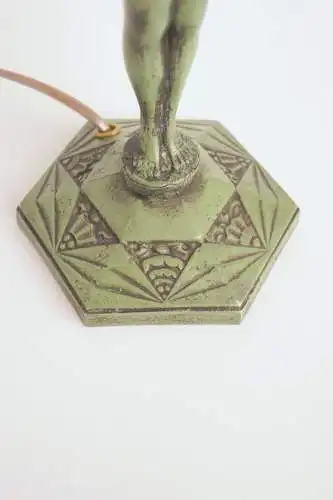 Art Deco Figurenlampe Tischlampe "GREEN LADYLAND" Unikat Tischleuchte