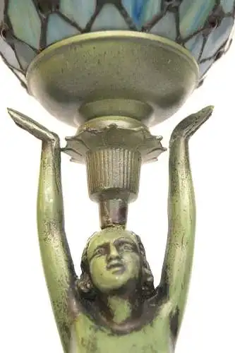 Art Deco Figurenlampe Tischlampe "GREEN LADYLAND" Unikat Tischleuchte