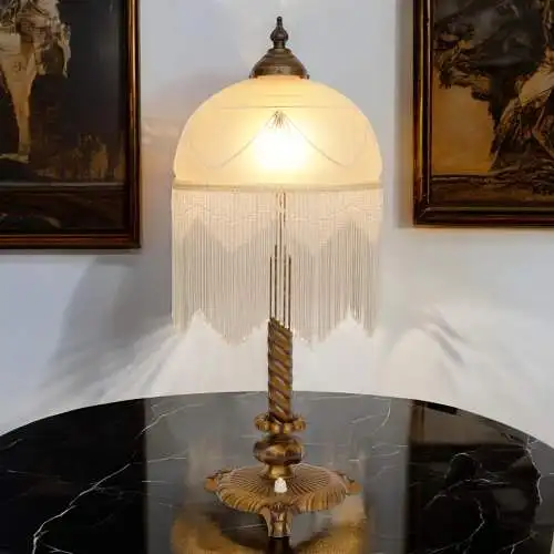 Lampe de table Art Nouveau Original "SILVER CURTAIN" 1920 Lumières en laiton Berlin