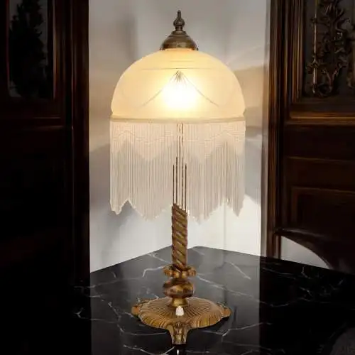 Lampe de table Art Nouveau Original "SILVER CURTAIN" 1920 Lumières en laiton Berlin