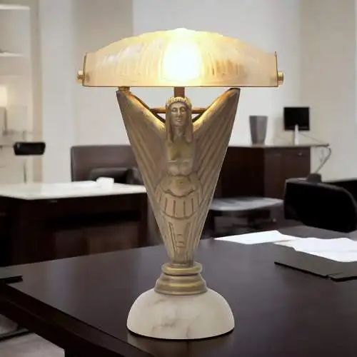 Art Deco Tischleuchte "APOLLON" Unikat Figurenleuchte einzigartig Tischlampe