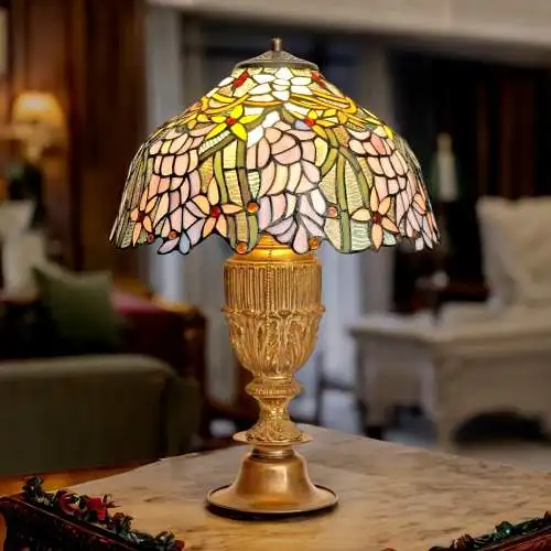 Jugendstil Tiffany Lampe "RAIN FORREST" Schreibtischlampe Sammler Leuchte Unikat