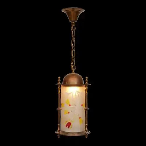 Art Nouveau Jugendstil Hängeleuchte "PARIS APRICOT" Deckenlampe Messinglampe