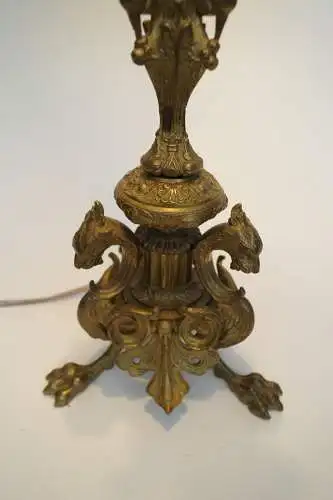 Historismus Jugendstil Tischleuchte "SMAUGS" Bronze feuervergoldet 1900 Lampe