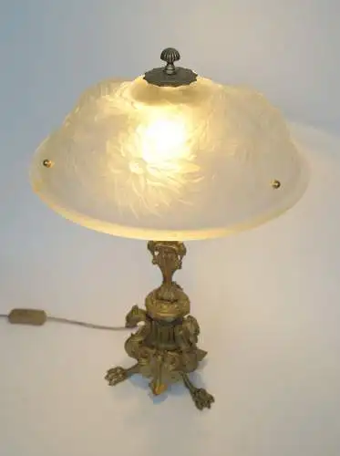 Historismus Jugendstil Tischleuchte "SMAUGS" Bronze feuervergoldet 1900 Lampe