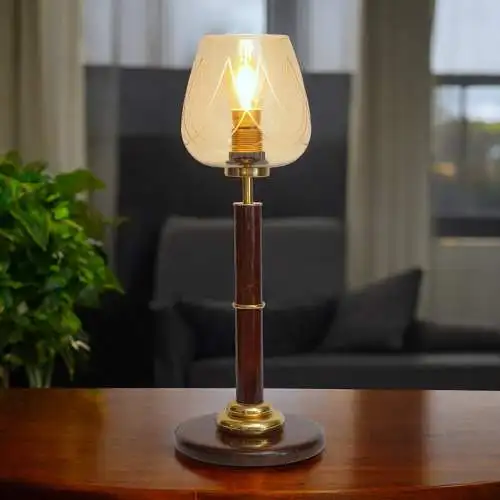 Art Déco Lampe de table "COGNAC LEATHER" Lumières de bureau unikat pièce unique