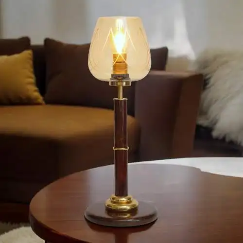 Art Déco Lampe de table "COGNAC LEATHER" Lumières de bureau unikat pièce unique