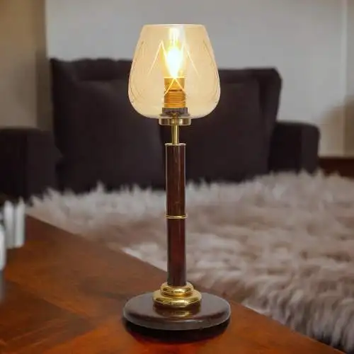 Art Deco Tischleuchte "COGNAC LEATHER" Unikat Tischlampe Einzelstück