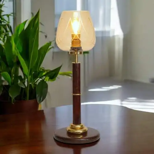 Art Déco Lampe de table "COGNAC LEATHER" Lumières de bureau unikat pièce unique