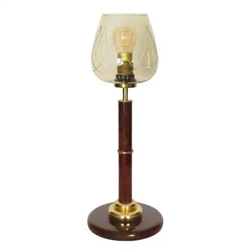 Art Déco Lampe de table "COGNAC LEATHER" Lumières de bureau unikat pièce unique