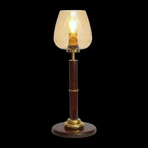 Art Déco Lampe de table "COGNAC LEATHER" Lumières de bureau unikat pièce unique