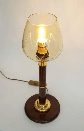 Art Déco Lampe de table "COGNAC LEATHER" Lumières de bureau unikat pièce unique