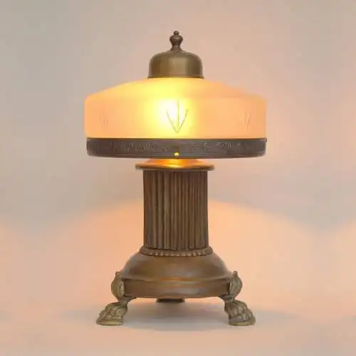 Jugendstil Art Deco Tischleuchte "BIG PILLAR" Unikat Messinglampe Lampe