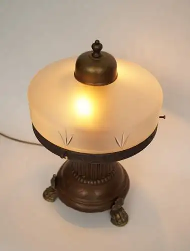 Jugendstil Art Deco Tischleuchte "BIG PILLAR" Unikat Messinglampe Lampe