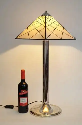 Lampe de table design italien "TIFFANY" lampe en laiton argentée