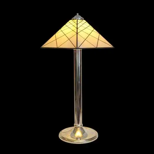 Italienische Designer Tischleuchte "TIFFANY" Messinglampe silber Tischlampe