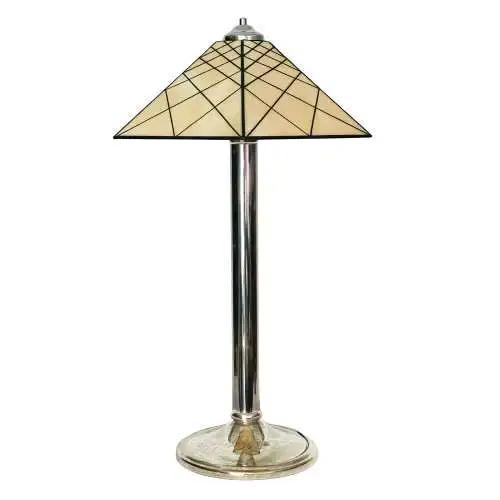 Lampe de table design italien "TIFFANY" lampe en laiton argentée