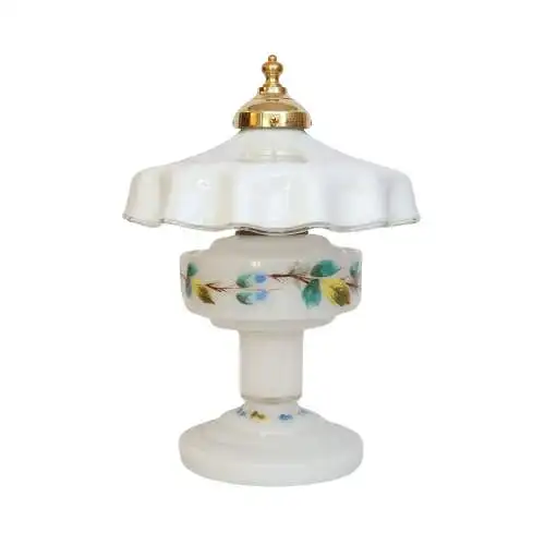 Romantische , unikate Jugendstil Glasleuchte Tischlampe "MILKY GARDENS" Lampe