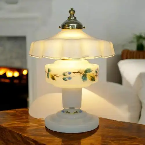 Romantique , illumination en verre de style Art Nouveau hi-fi lampe de table "MILKY GARDENS" lampe