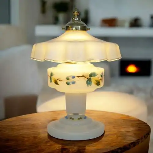 Romantique , illumination en verre de style Art Nouveau hi-fi lampe de table "MILKY GARDENS" lampe