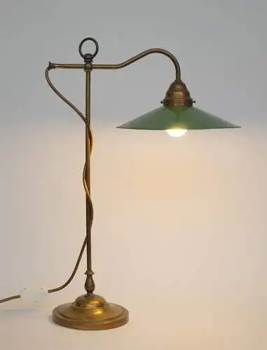 Orig. Art Déco Arbeitsleuchte Kontorlampe 1920 Messinglampe Arbeitslampe Emailé