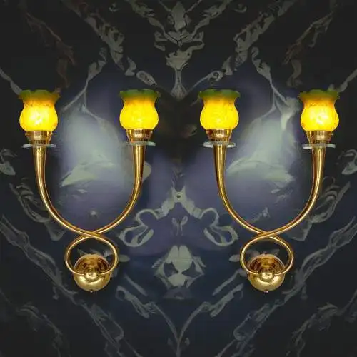 2 x lampe murale Art Nouveau "CONCORDIA" lampe en laiton