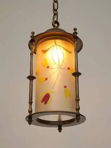 Art Nouveau Jugendstil Hängeleuchte "PARIS APRICOT" Deckenlampe Messinglampe