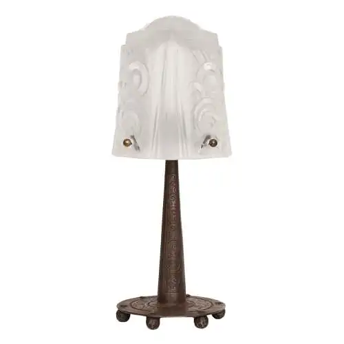 Lampe de table originale "SPIRAL" MULLER FRÈRES LUNEVILLE brodée en 1910