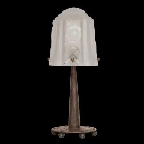 Lampe de table originale "SPIRAL" MULLER FRÈRES LUNEVILLE brodée en 1910