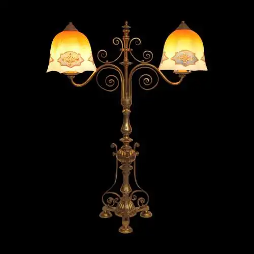 Lampe en laiton 1910 LED en écriture originale Art Nouveau