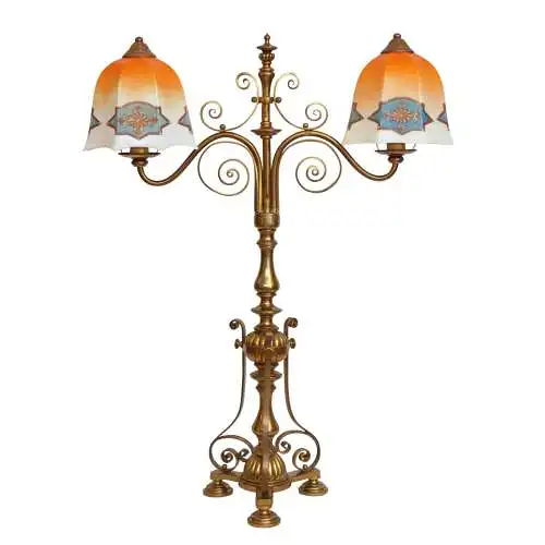 Lampe en laiton 1910 LED en écriture originale Art Nouveau