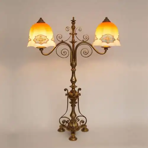 Lampe en laiton 1910 LED en écriture originale Art Nouveau