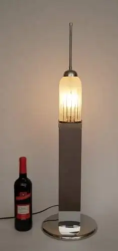 Große Design Tischleuchte "EMPIRE STATE" Unikat Chrom 70er Tischlampe