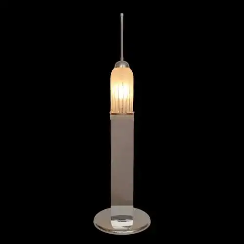 Große Design Tischleuchte "EMPIRE STATE" Unikat Chrom 70er Tischlampe