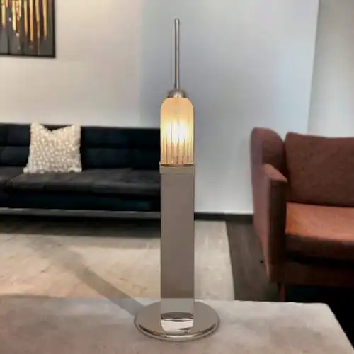 Große Design Tischleuchte "EMPIRE STATE" Unikat Chrom 70er Tischlampe