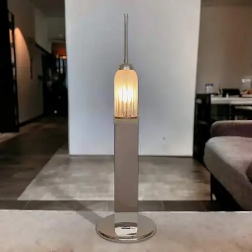 Große Design Tischleuchte "EMPIRE STATE" Unikat Chrom 70er Tischlampe