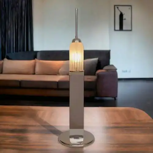 Große Design Tischleuchte "EMPIRE STATE" Unikat Chrom 70er Tischlampe