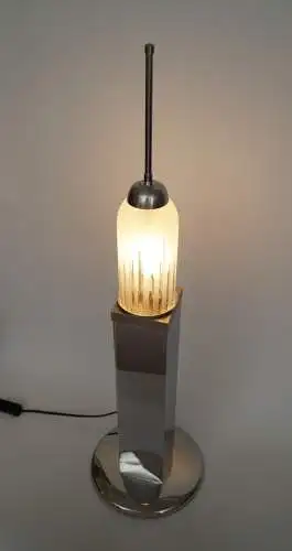 Große Design Tischleuchte "EMPIRE STATE" Unikat Chrom 70er Tischlampe