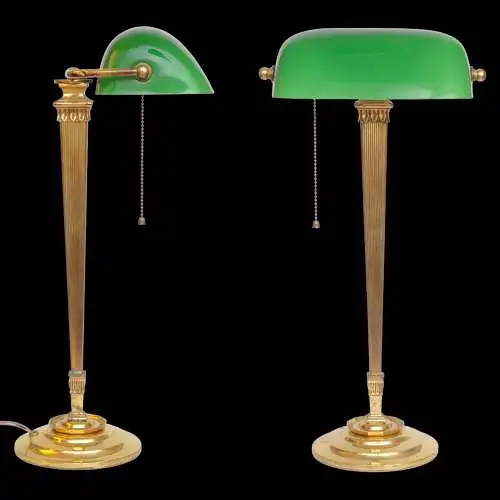 Art Deco Messinglampe "BERLINER" Bankerleuchte Unikat Schreibtisch Einzelstück