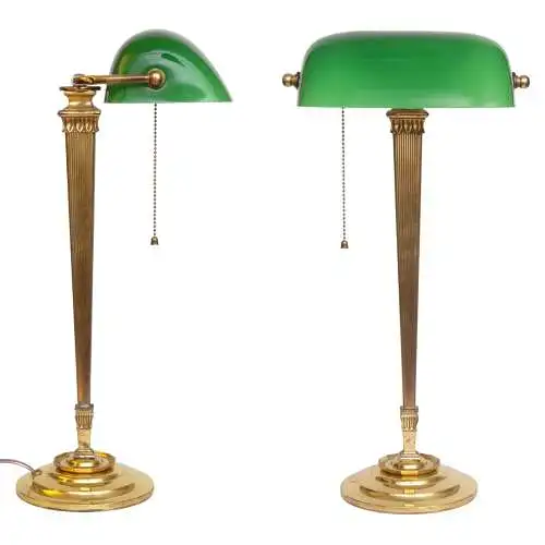 Art Deco Messinglampe "BERLINER" Bankerleuchte Unikat Schreibtisch Einzelstück