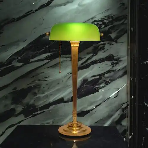 Art Deco Messinglampe "BERLINER" Bankerleuchte Unikat Schreibtisch Einzelstück