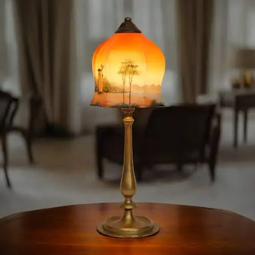 Magnifique lampe de table contemporaine lampe en laiton 1920