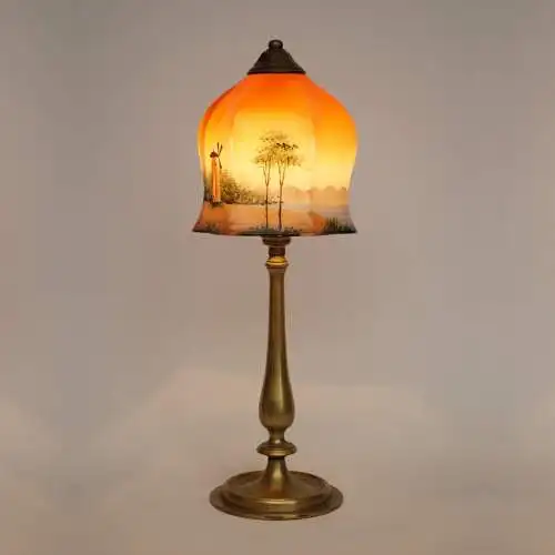 Wunderschöne original Jugendstil Kaffeehausleuchte Tischlampe Messinglampe 1920