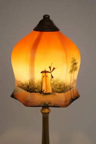 Wunderschöne original Jugendstil Kaffeehausleuchte Tischlampe Messinglampe 1920