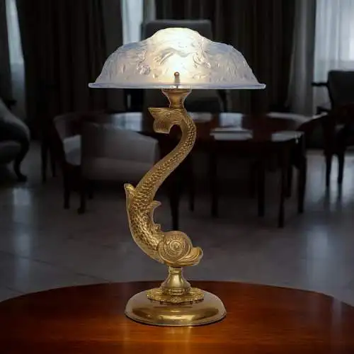 Art Deco Tischleuchte "KOI GARDEN" Unikat Tischlampe Lampe Einzelstück