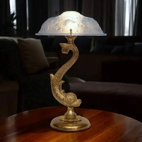 Art Deco Tischleuchte "KOI GARDEN" Unikat Tischlampe Lampe Einzelstück