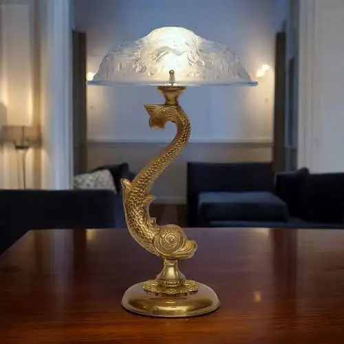 Art Deco Tischleuchte "KOI GARDEN" Unikat Tischlampe Lampe Einzelstück