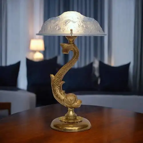 Art Deco Tischleuchte "KOI GARDEN" Unikat Tischlampe Lampe Einzelstück