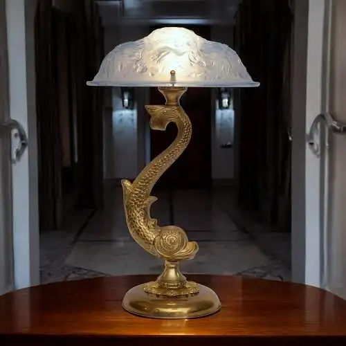 Art Deco Tischleuchte "KOI GARDEN" Unikat Tischlampe Lampe Einzelstück